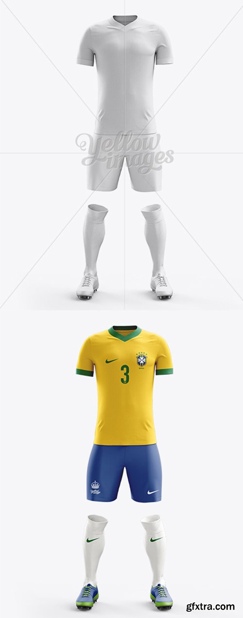 Football Kit with V-Neck T-Shirt Mockup / Front View 10668
