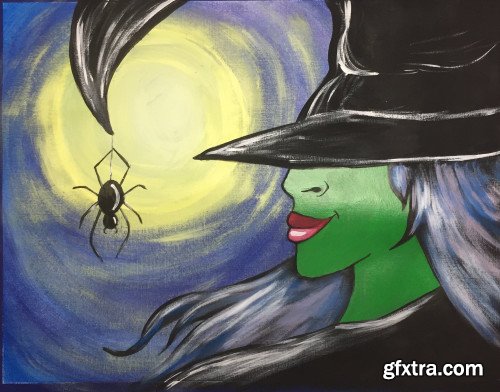 Halloween Wicked Witch Acrylic Painting Tutorial for Beginners
