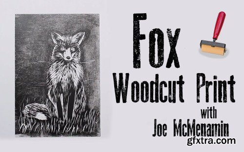 Fox Woodcut print