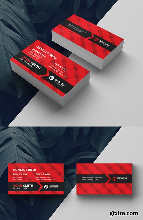 Corporate Business Card Layout with Red Accents 281127343