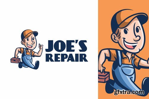 Retro Vintage Handyman or Repairman Mascot Logo
