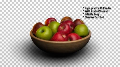 Videohive - Apples In Bowl Rotating - Fruits Rotate - 24341115