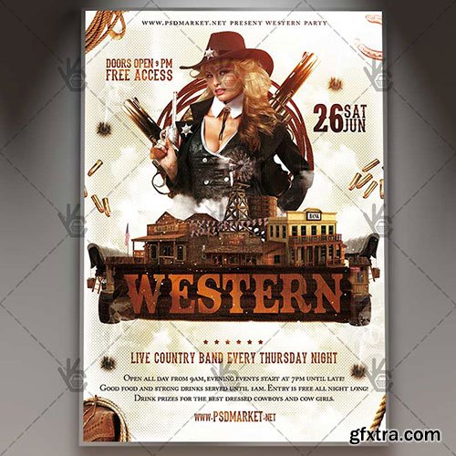 Western party - Premium flyer psd template