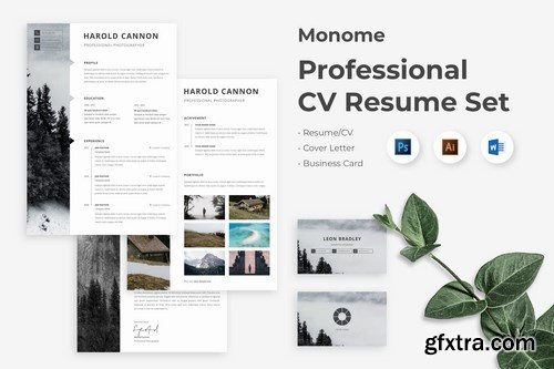 Monome - Professional Photographer Resume CV Set