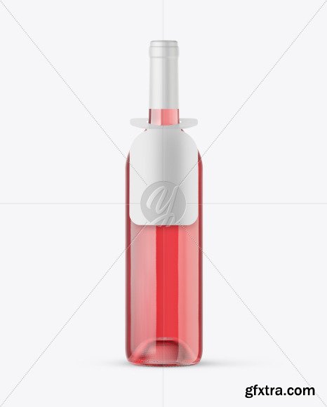 Clear Glass Rose Wine Bottle Mockup 48827
