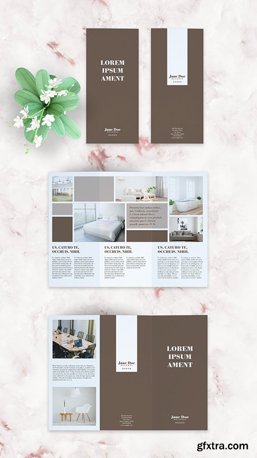 Brown and White Trifold Brochure Layout 285700789