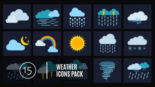 Videohive - 15 Weather Icons Pack - 24656832