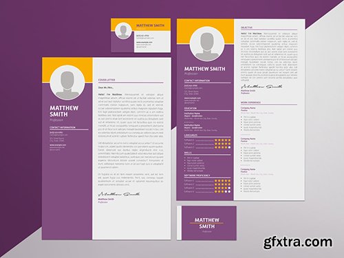 Violet Resume and Business Card Layout 291558951