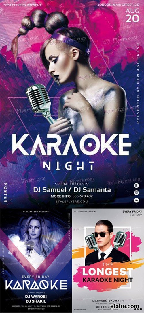 Karaoke Night V1 3in1 2018 PSD Flyer Template
