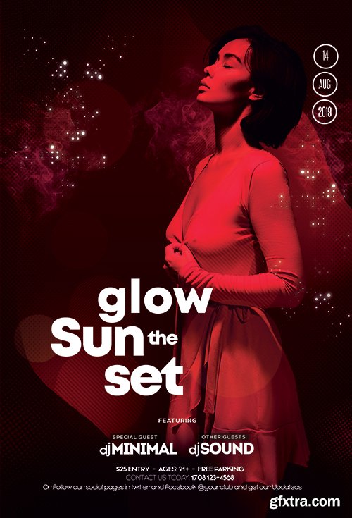 Glow the Sunset Club PSD Flyer Template