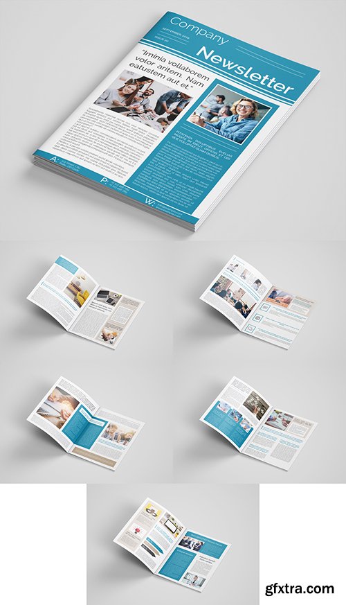 Business Newsletter Layout with Teal Accents 290367644