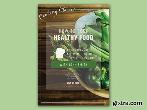 Cooking Poster Layout with Green Elements 291540525