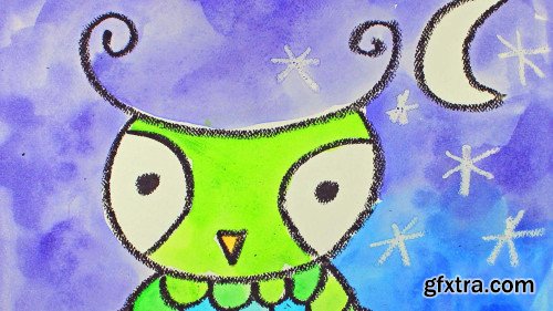 Art for Kids: Drawing and Watercolor Painting a Night Owl Step-by-Step
