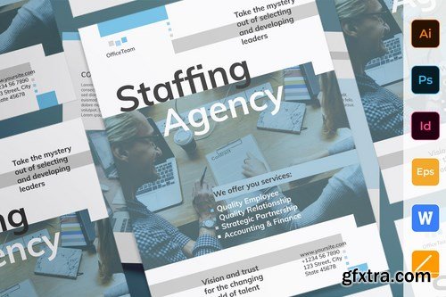 Staffing Agency Poster Flyer Business Card Brochure Bifold Trifold