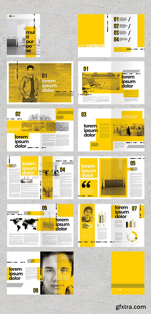Brochure Layout with Yellow Accents 275348377