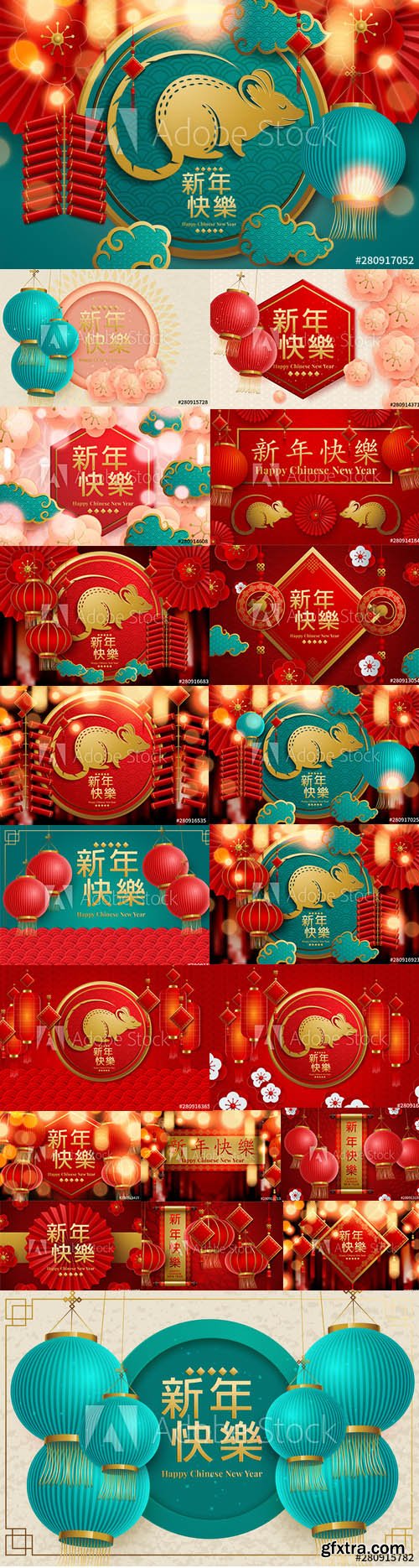 Set of Chinese New Year 2020 Web Banner and Illustration