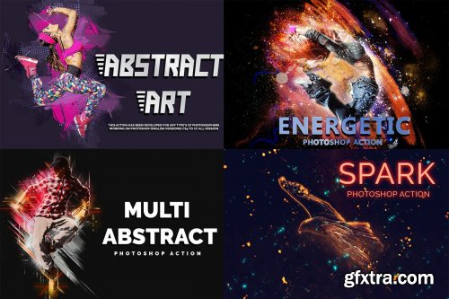 CreativeMarket - 4 in 1 Abstract Art Photoshop Action 4046990