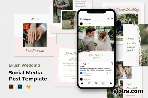 Brush Wedding - Instagram Post/Feed Templates