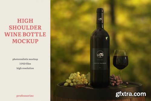 CreativeMarket - High Shoulder Wine Bottle Mockup 4159896