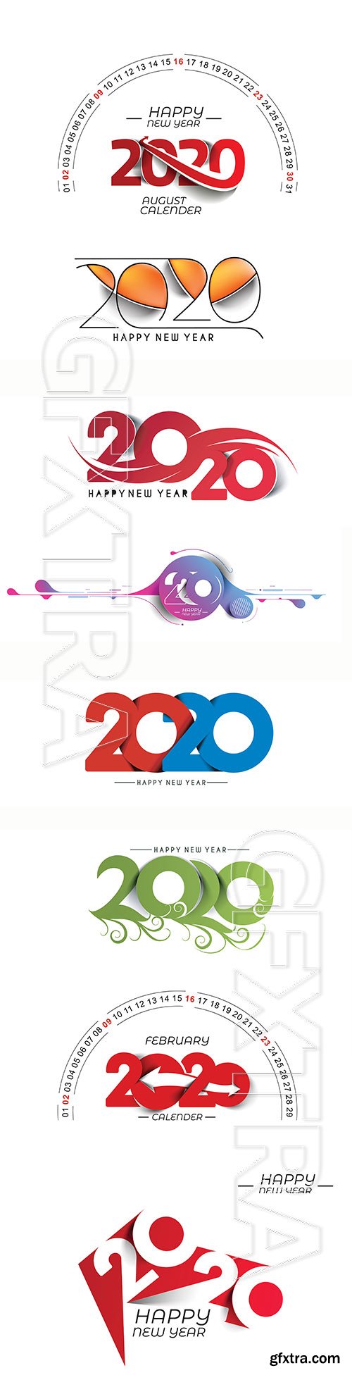 Happy New Year 2020 text design vector illustration