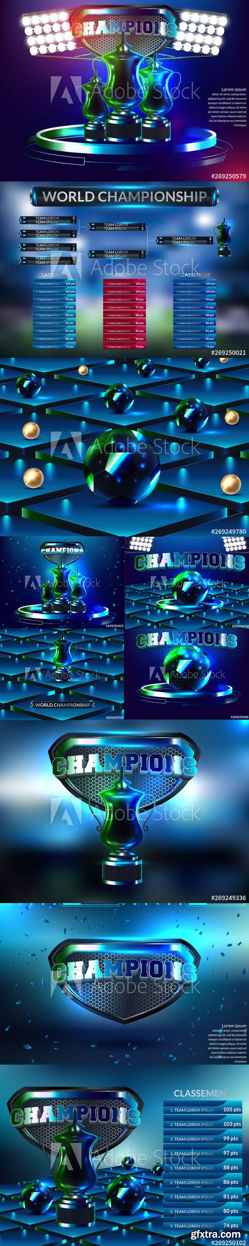 Vector Set - Podium Winners with blue Background 2