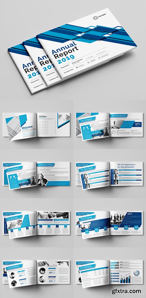 Annual Report Layout with Blue Accents 293224276