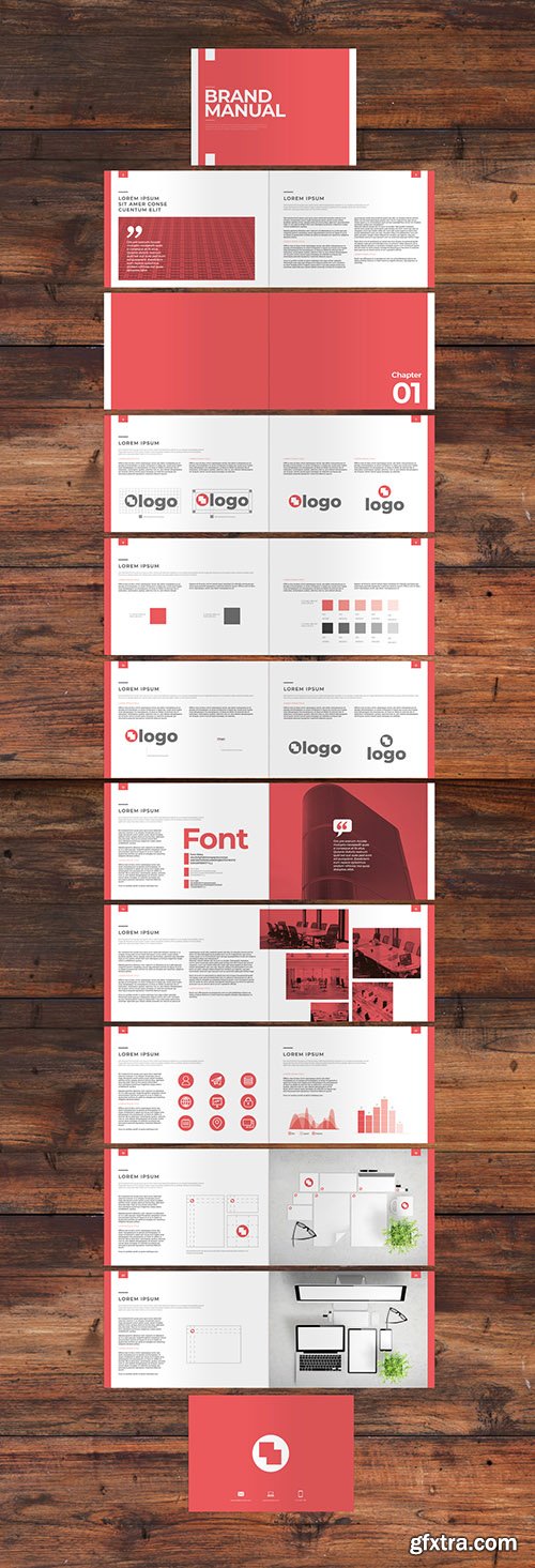 Red and White Brand Manual Layout 292994747