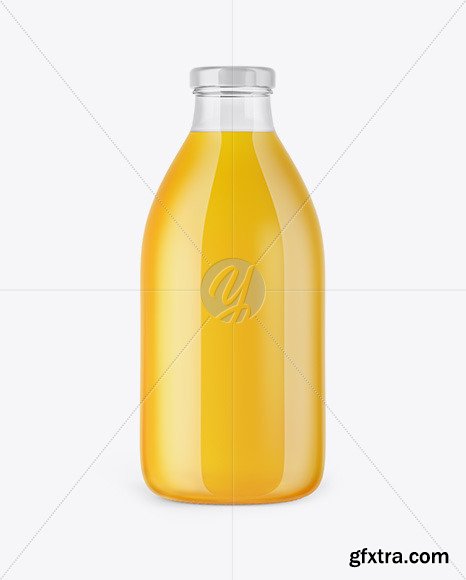 Clear Glass Bottle With Orange Juice Mockup 49938