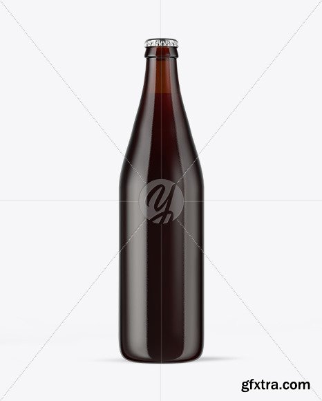 Amber Glass Bottle With Red Ale Mockup 49906