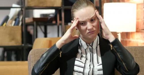 Headache, Frustration, Tense Business Woman