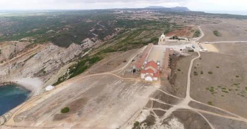 Aerial View of Ancient Monastery Near Coastline