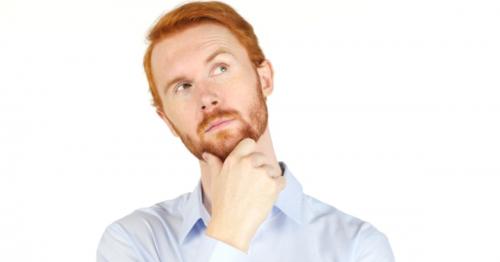 Thinking Man Portrait, Businessman w/ Beard and Red Hairs