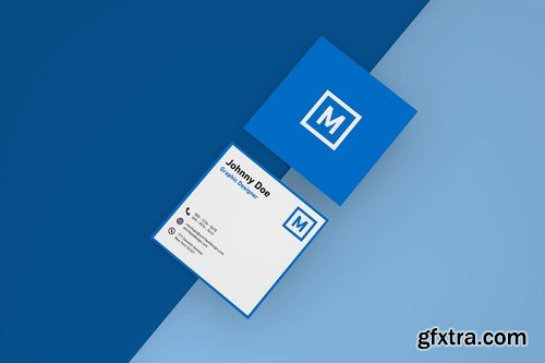 Square Business Card Mockup - Top View