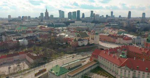 Warsaw Downtown Skyline City Time Lapse with Clouds Dynamic, Poland