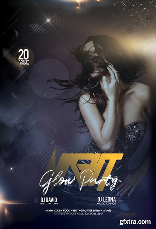 Night Glow Party PSD Flyer Template