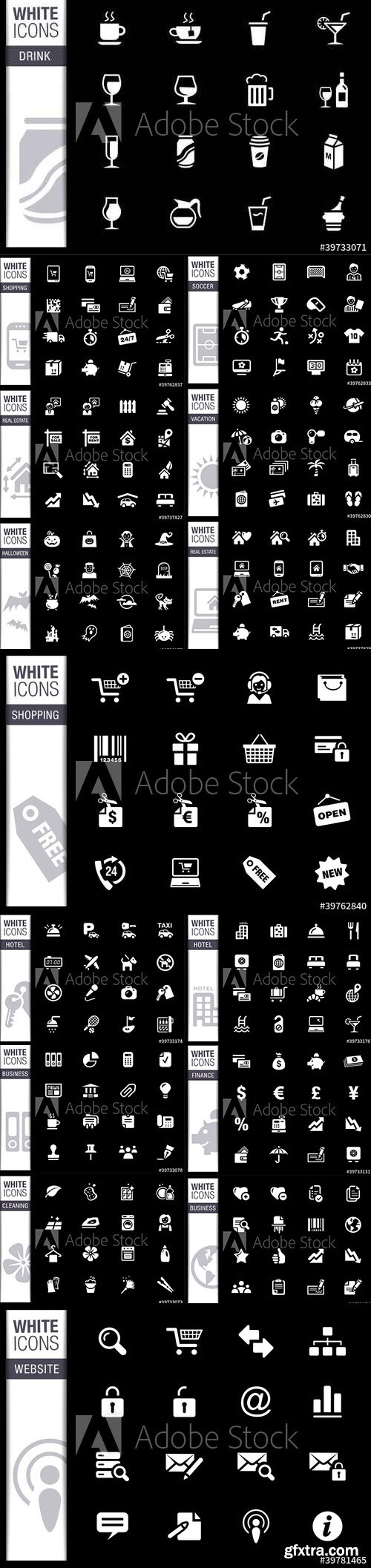 Vector Collection - WHITE Icons Pack Vol 2