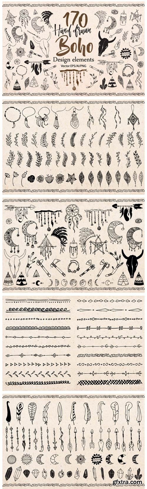 Boho Tribal Design Elements Clipart 1786734
