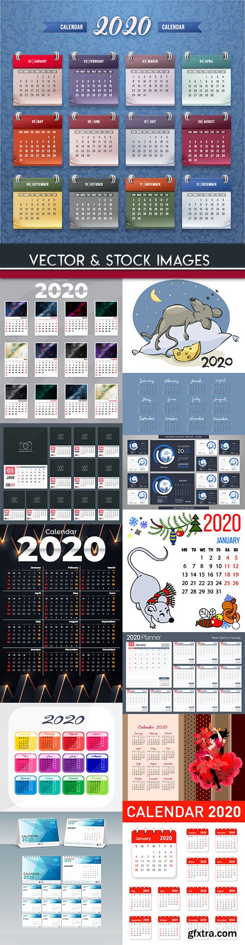 Calendar New Year 2020 design template