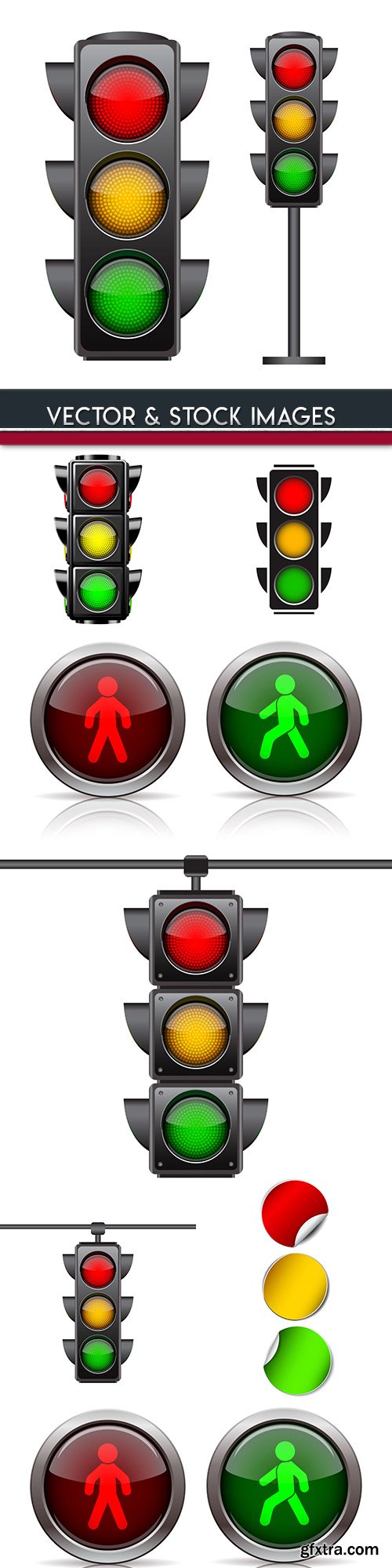 Traffic light and road signs 3d illustrations