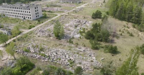 Remnants of a Buildings After Aerial Bombardment