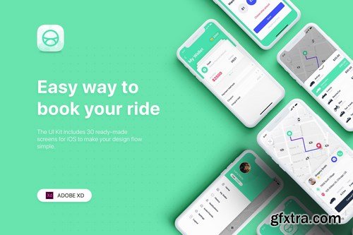 ABER - Taxi Booking App UI Kit for ADOBE XD