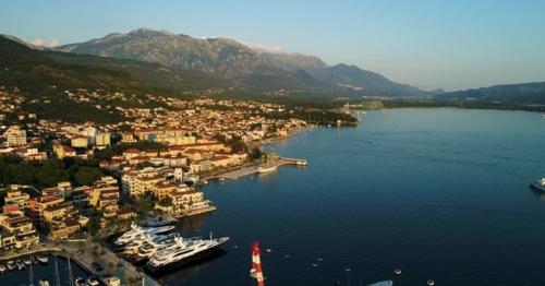Aerial View of the Evening in Porto Montenegro in Tivat