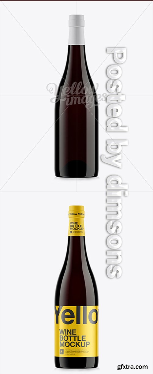 750ml Dark Amber Glass Burgundy Bottle Mockup 10918