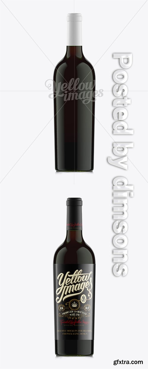 75cl Aleka Emerald Green Bottle W/ Red Wine Mockup 11072