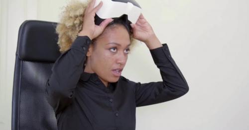 Pretty Black Woman With Virtual Reality Glasses