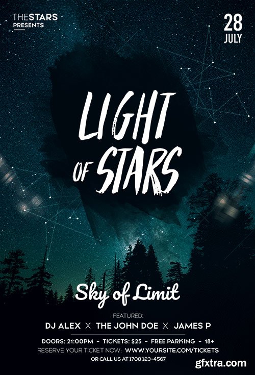 Light of stars psd flyer template