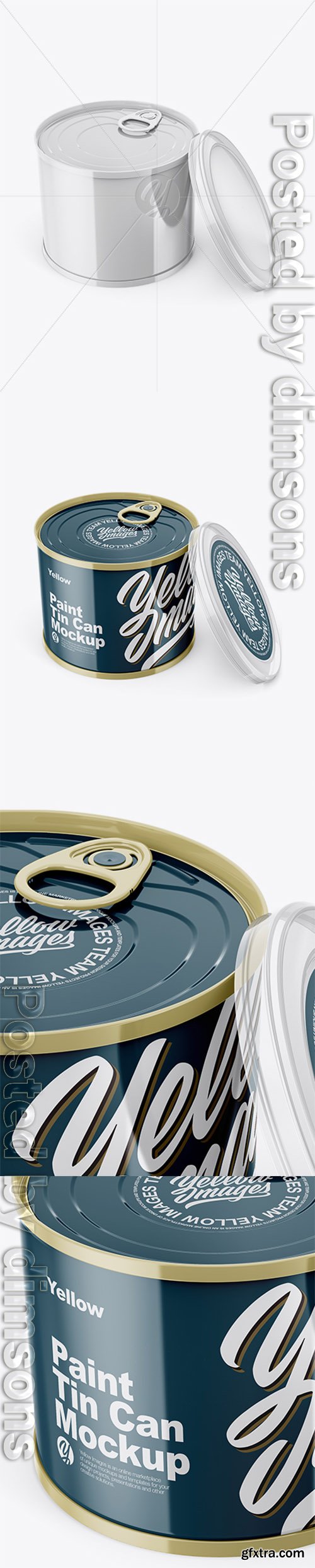 Glossy Tin Can with Transparent Cap Mockup - Front View (High Angle Shot) 31450