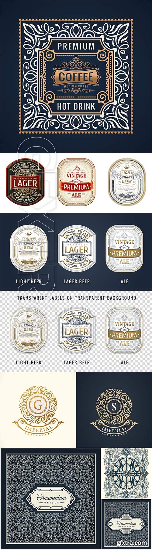 Vintage emblems and labels in vector