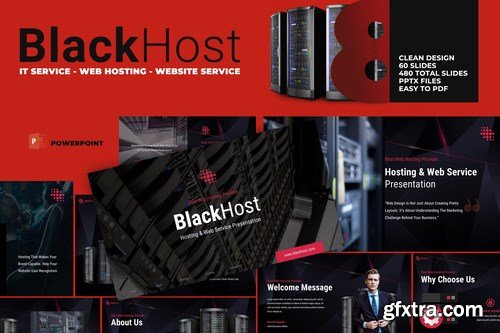 BlackHost - Hosting Service Powerpoint and Keynote Templates