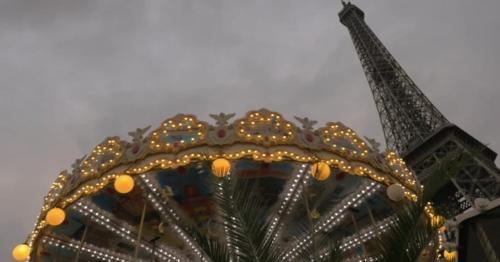 Vintage Carousel And Eiffel Tower In The Evening